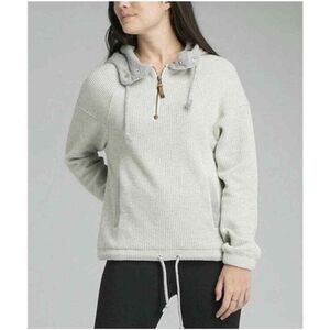 prAna Hartlie Wool Pullover Hoodie Hooded Sweater, Light Gray Cream, Size XL